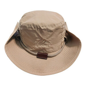 Travellers Tan Wide Brim Sun Hat Mesh Lined Hiking‎ Safari Boonie Hat Snap Sides